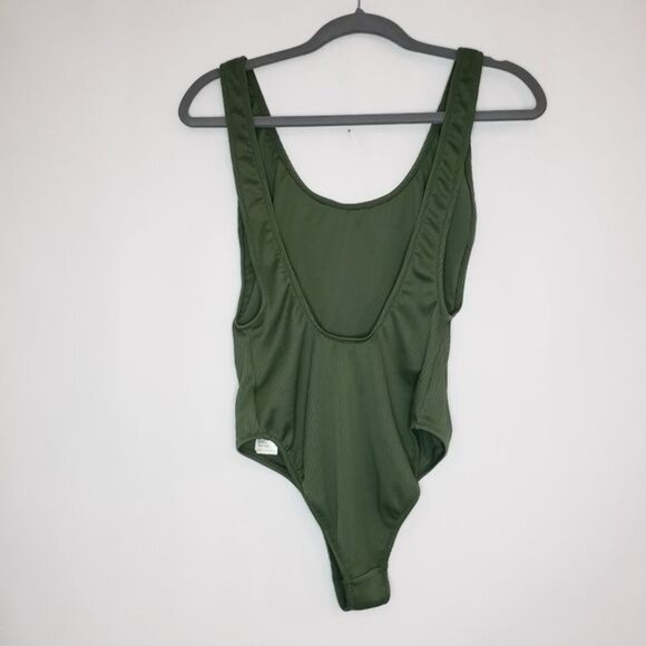 Topshop Olive Green Ribbed‎ One Piece Swimsuit - Picture 3 of 8